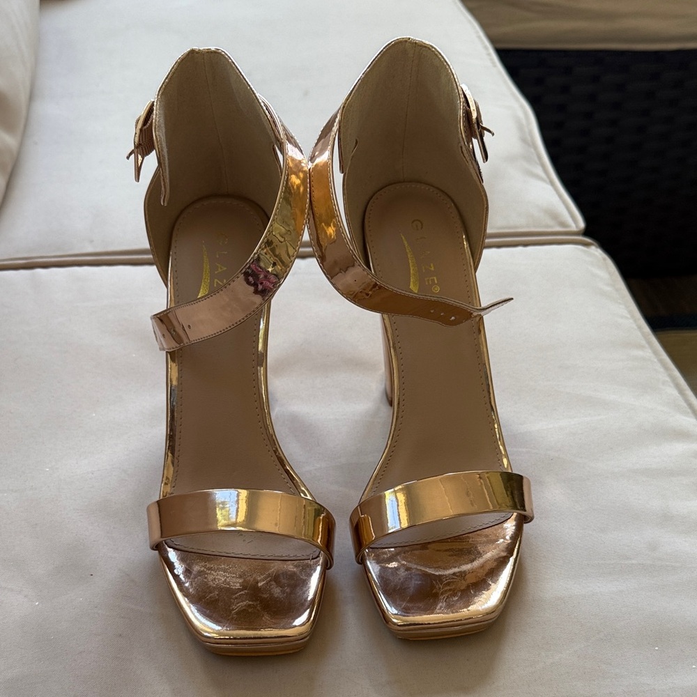 Glaze Shiny Rose Gold Heels